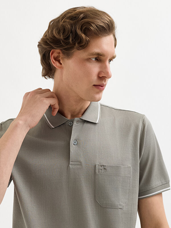 Erkek Haki T-Shirt-Polo Yaka Tişört
