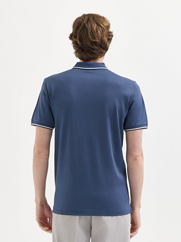 Erkek İndigo T-Shirt-Polo Yaka Tişört
