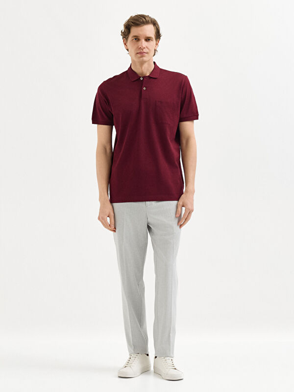 Erkek Bordo T-Shirt-Polo Yaka Tişört