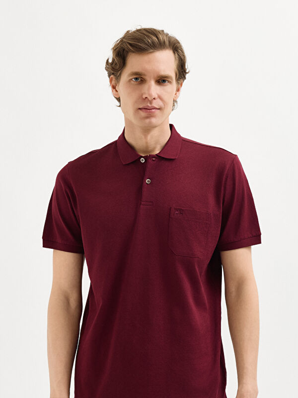 Erkek Bordo T-Shirt-Polo Yaka Tişört