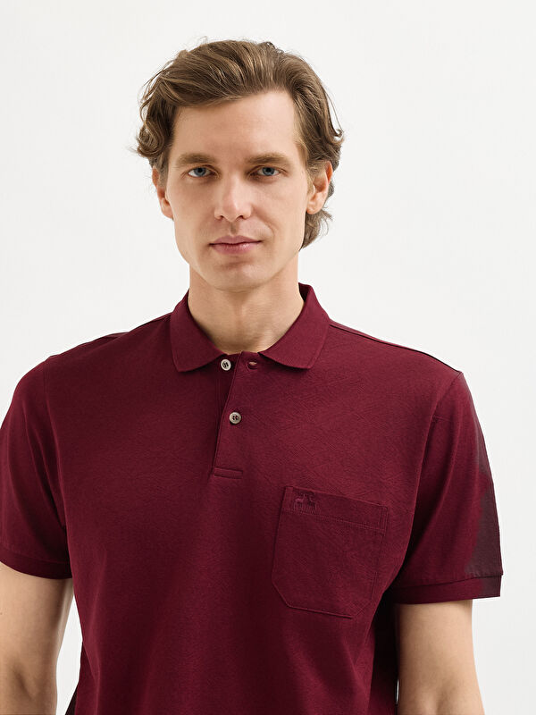 Erkek Bordo T-Shirt-Polo Yaka Tişört