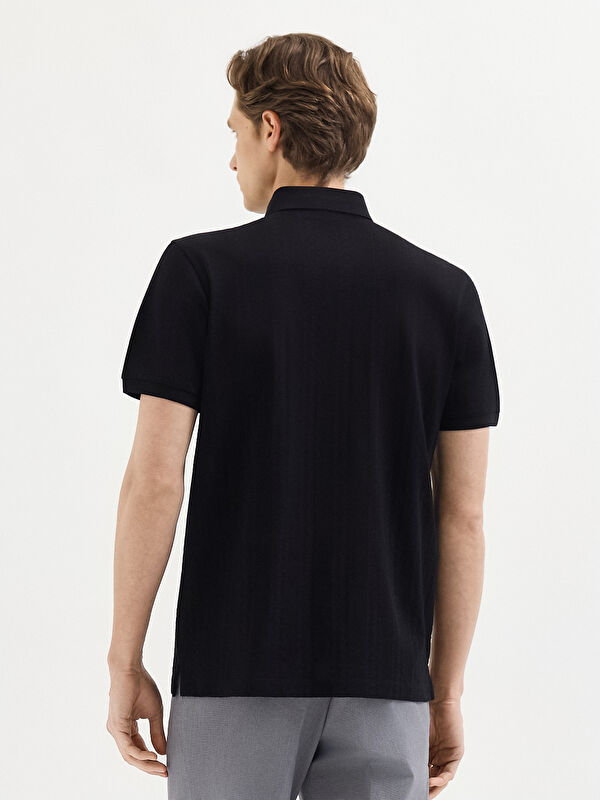 Erkek Siyah T-Shirt-Polo Yaka Tişört