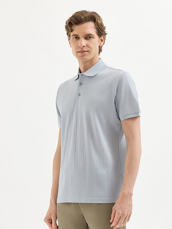 Erkek Gri T-Shirt-Polo Yaka Tişört