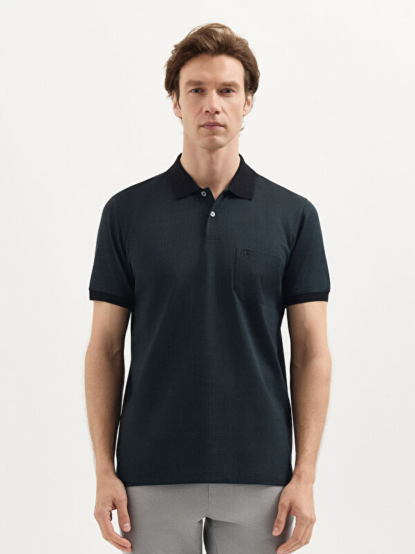 Erkek Yeşil T-Shirt-Polo Yaka Tişört