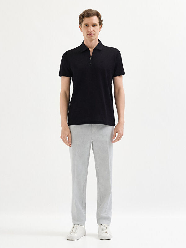 Erkek Siyah T-Shirt-Polo Yaka Tişört