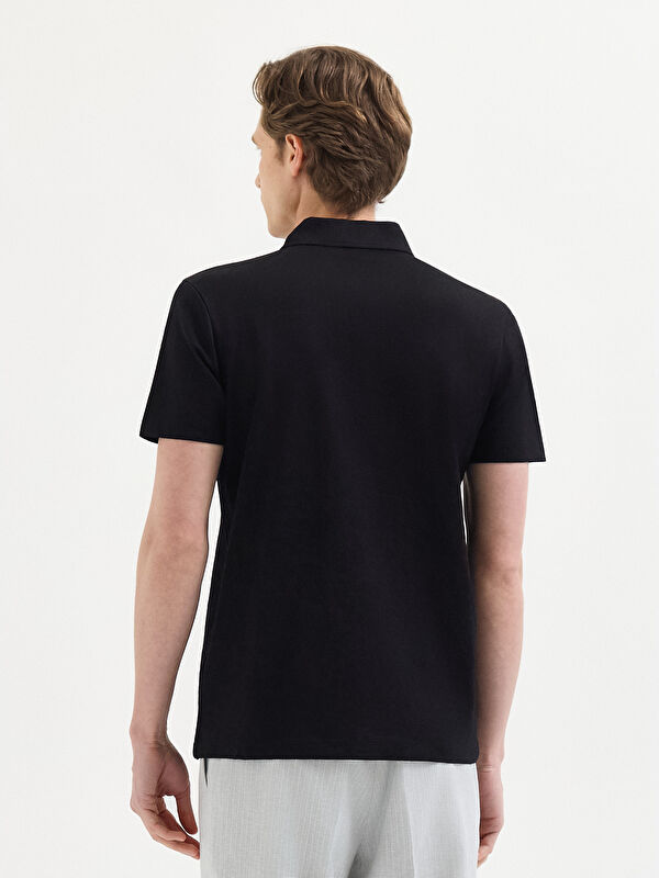 Erkek Siyah T-Shirt-Polo Yaka Tişört