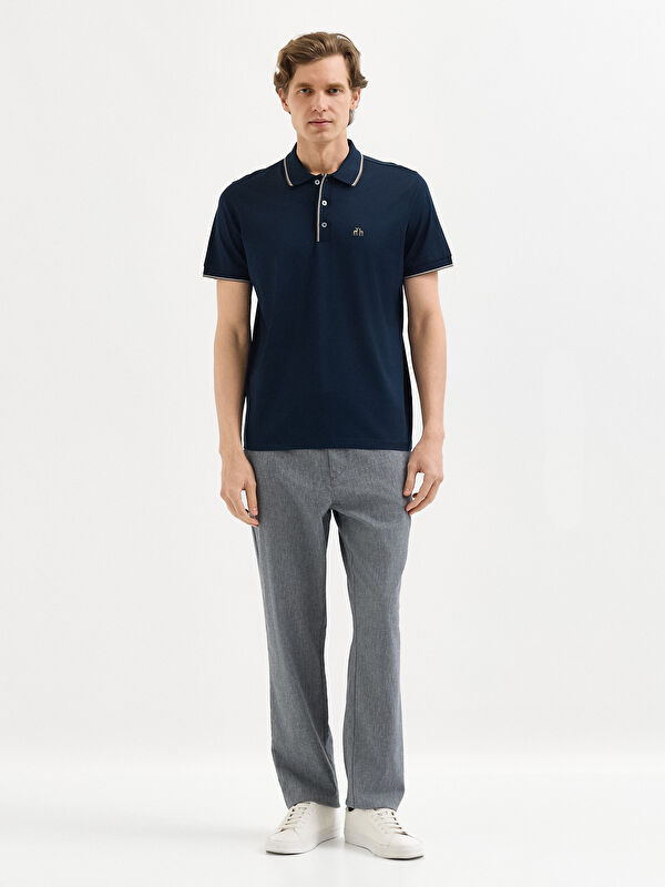 Erkek Lacivert T-Shirt-Polo Yaka Tişört