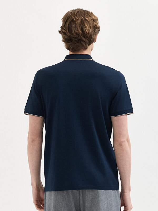 Erkek Lacivert T-Shirt-Polo Yaka Tişört