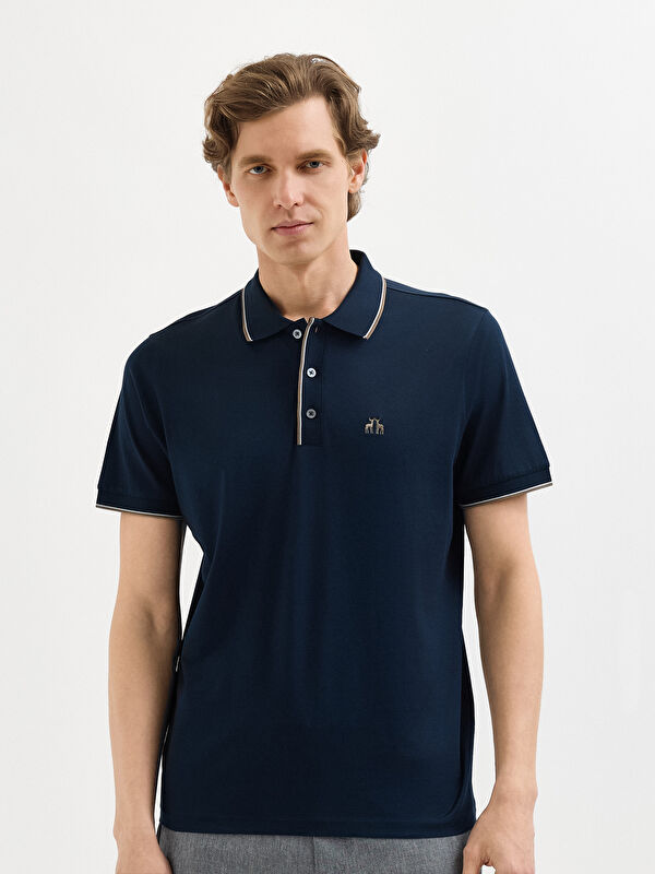 Erkek Lacivert T-Shirt-Polo Yaka Tişört