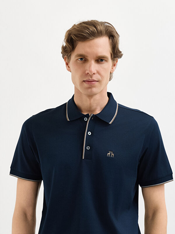 Erkek Lacivert T-Shirt-Polo Yaka Tişört