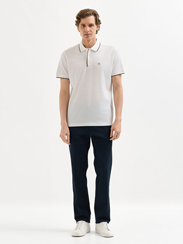 Erkek Beyaz T-Shirt-Polo Yaka Tişört