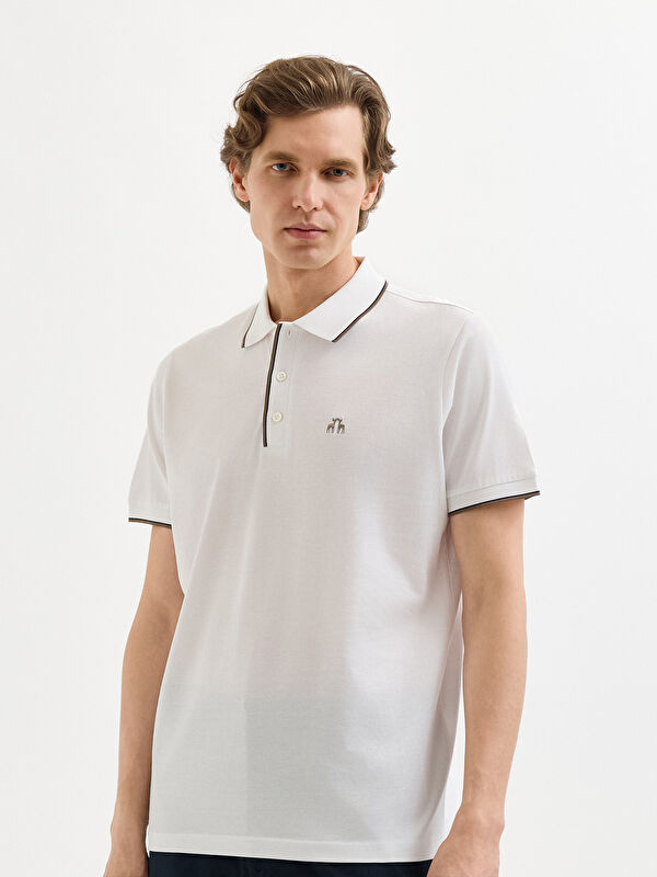 Erkek Beyaz T-Shirt-Polo Yaka Tişört