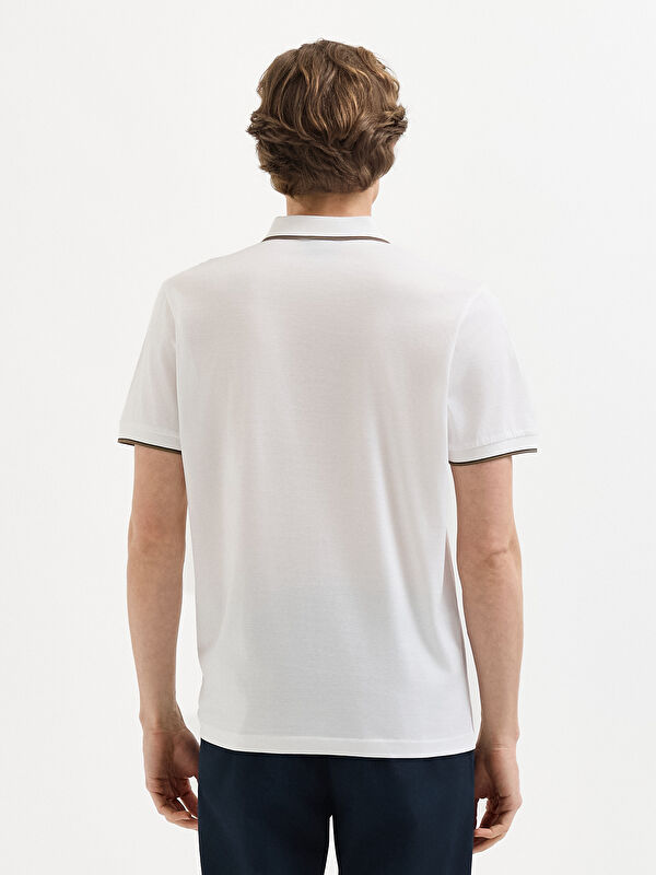 Erkek Beyaz T-Shirt-Polo Yaka Tişört