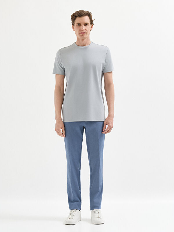 Erkek Gri %100 Pamuk Regular Fit O Yaka T-Shirt