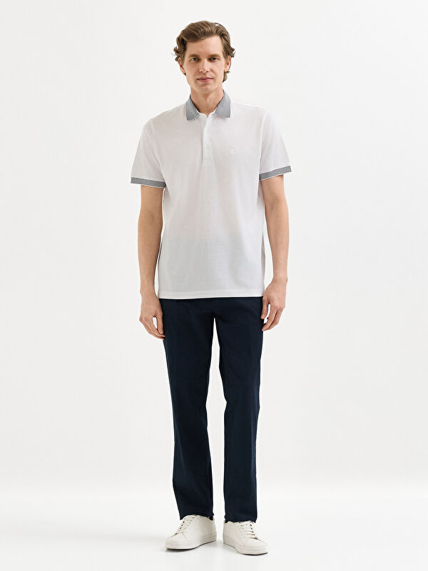 Erkek Beyaz T-Shirt-Polo Yaka Tişört