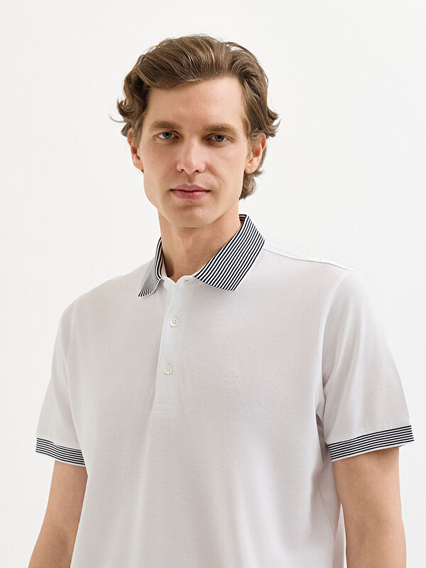 Erkek Beyaz T-Shirt-Polo Yaka Tişört