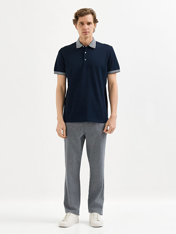 Erkek Lacivert T-Shirt-Polo Yaka Tişört