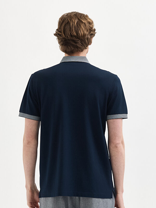 Erkek Lacivert T-Shirt-Polo Yaka Tişört