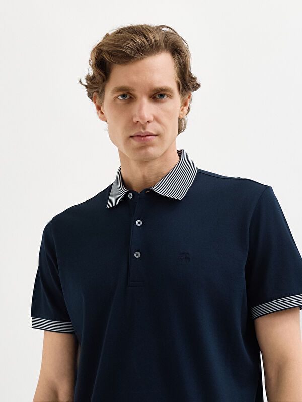 Erkek Lacivert T-Shirt-Polo Yaka Tişört