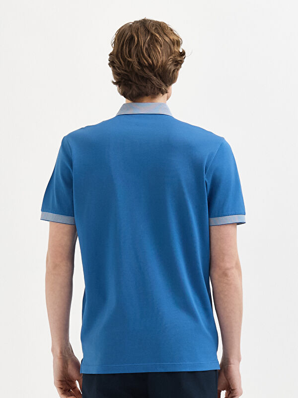 Erkek Mavi T-Shirt-Polo Yaka Tişört