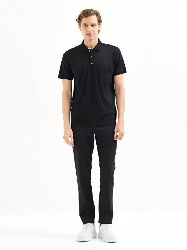 Erkek Siyah T-Shirt-Polo Yaka Tişört