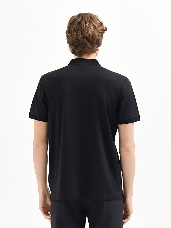 Erkek Siyah T-Shirt-Polo Yaka Tişört