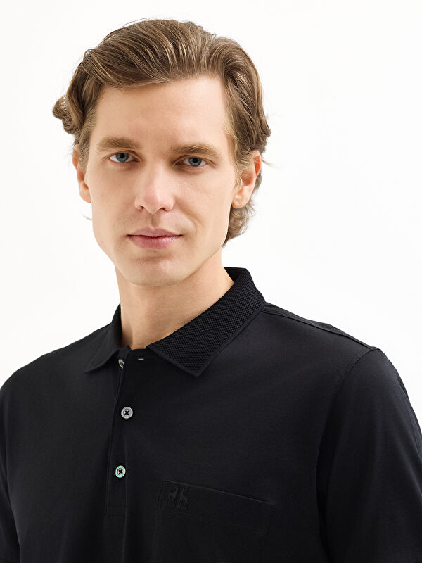 Erkek Siyah T-Shirt-Polo Yaka Tişört