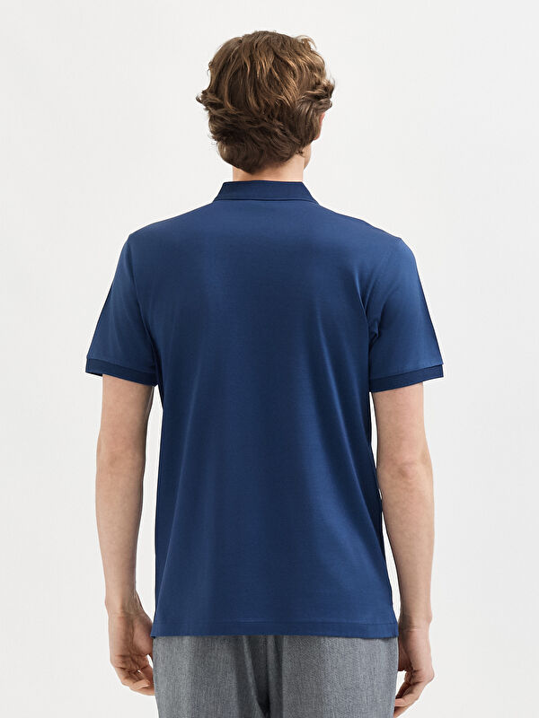 Erkek İndigo T-Shirt-Polo Yaka Tişört