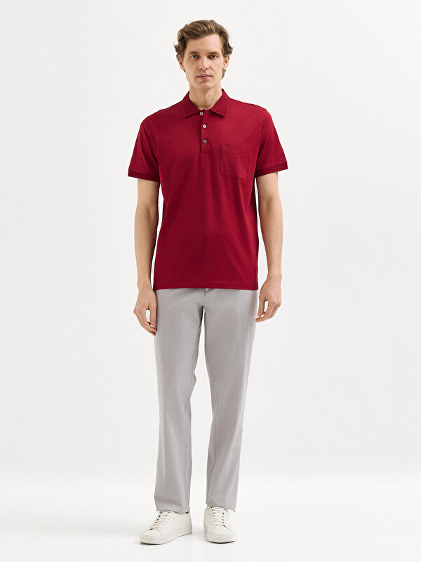Erkek Bordo T-Shirt-Polo Yaka Tişört