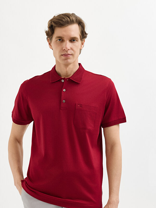 Erkek Bordo T-Shirt-Polo Yaka Tişört