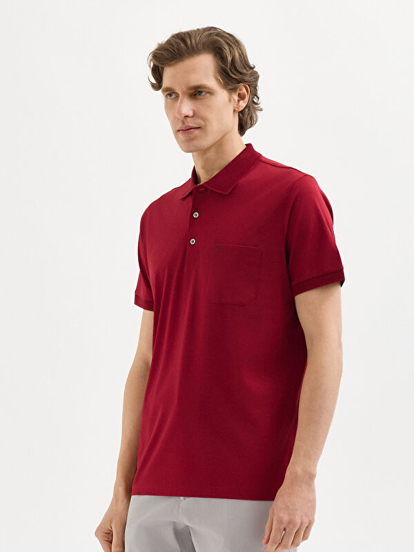 Erkek Bordo T-Shirt-Polo Yaka Tişört