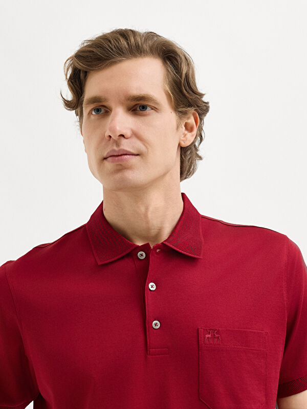 Erkek Bordo T-Shirt-Polo Yaka Tişört