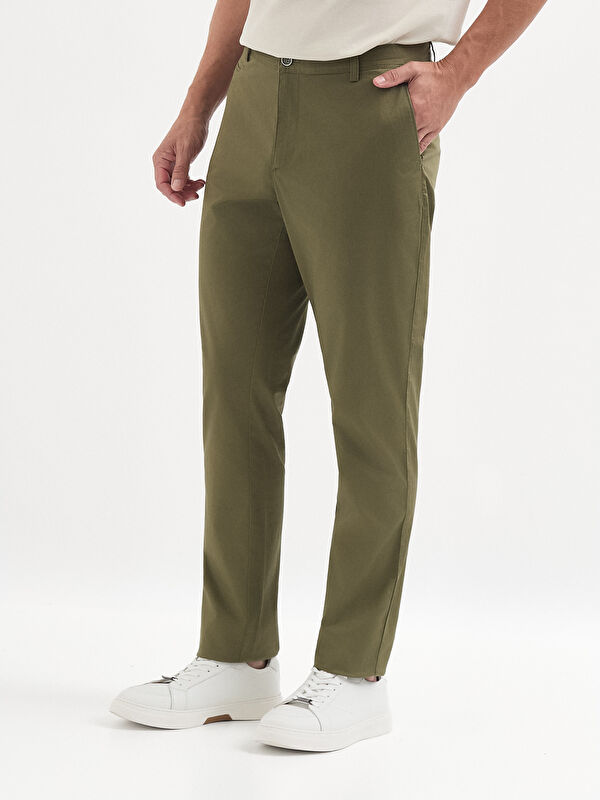 Erkek Haki Pamuklu Casual Pantolon