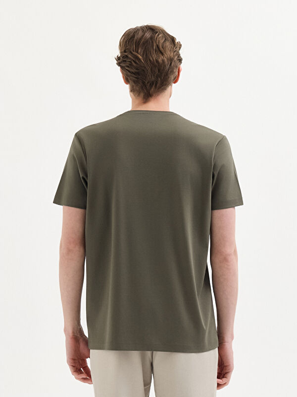 Erkek Haki %100 Pamuk Regular Fit O Yaka T-Shirt