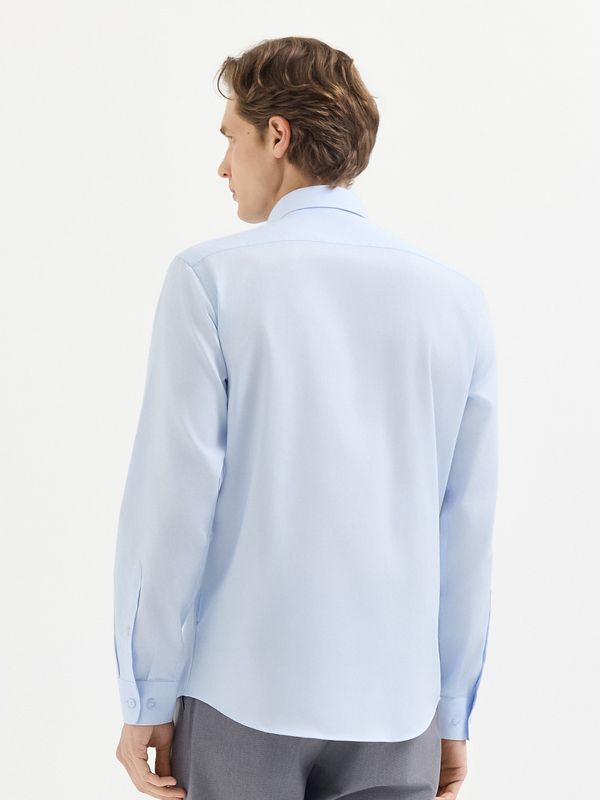 Erkek Açık Mavi %100 Pamuk Slim Oxford Gömlek