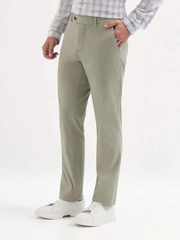 Erkek Haki Pamuklu 6 Drop Casual Pantolon