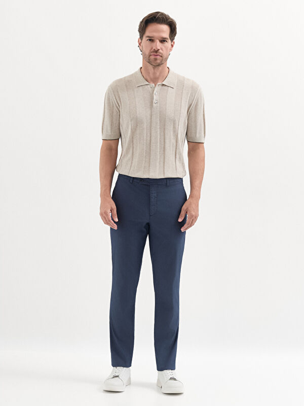 Erkek İndigo Pamuklu 6 Drop Casual Pantolon
