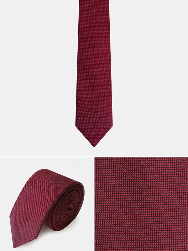 Erkek Bordo Mini Geometrik Desenli Kravat