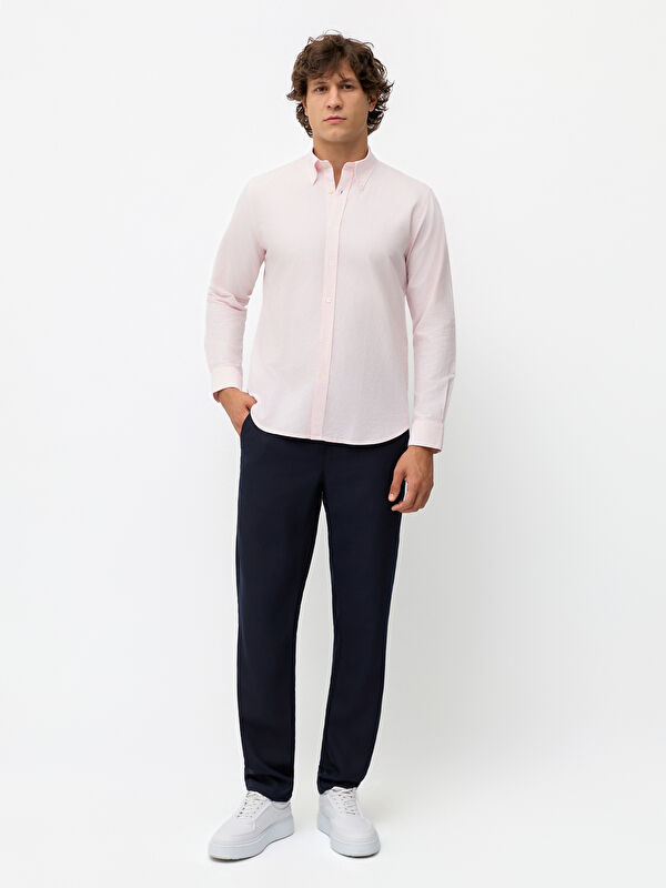 Erkek Pembe %100 Pamuk Oxford Gömlek