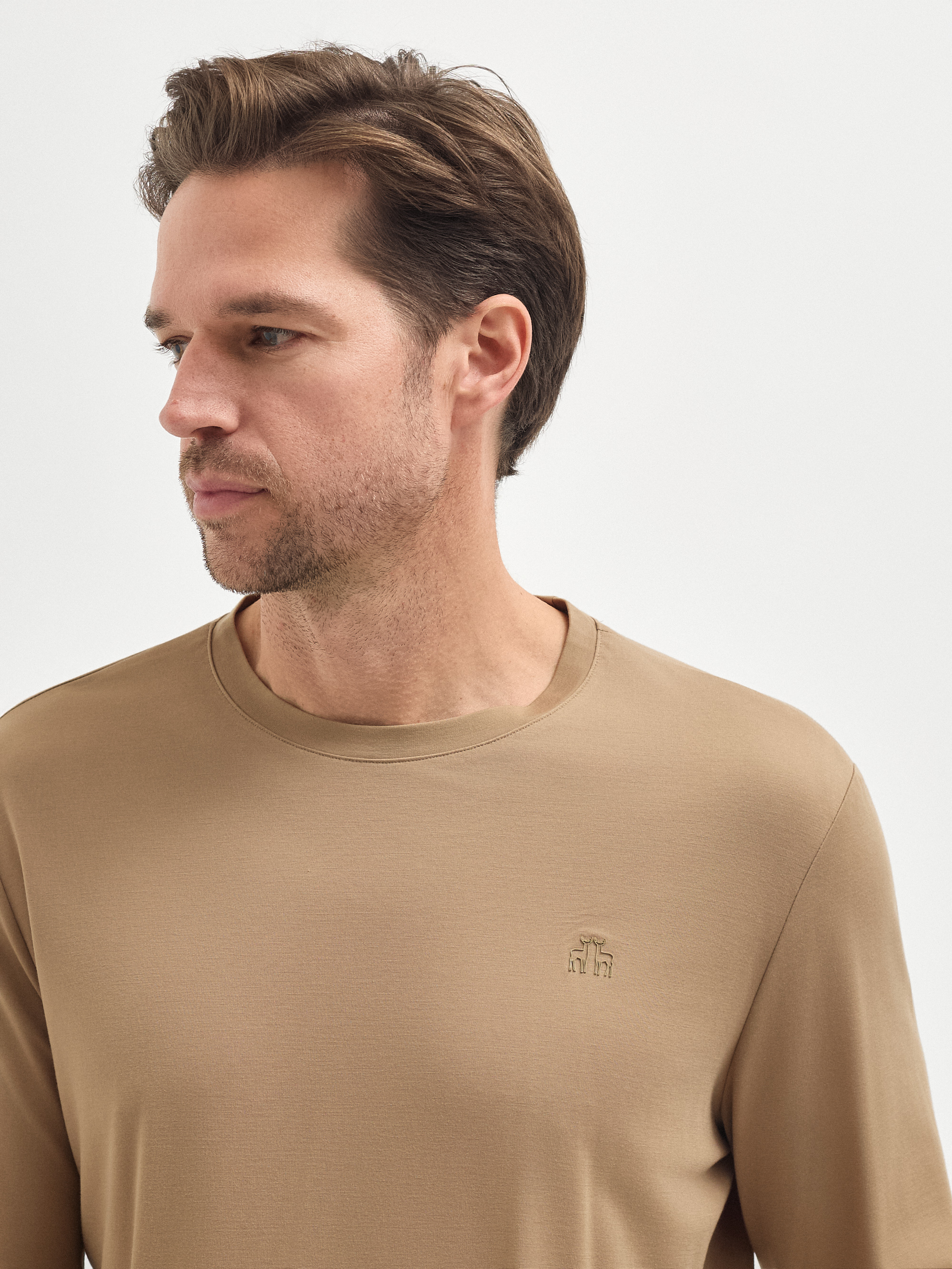 KARACA Erkek Camel Bisiklet Yaka Sweatshirt | Çift Geyik Karaca